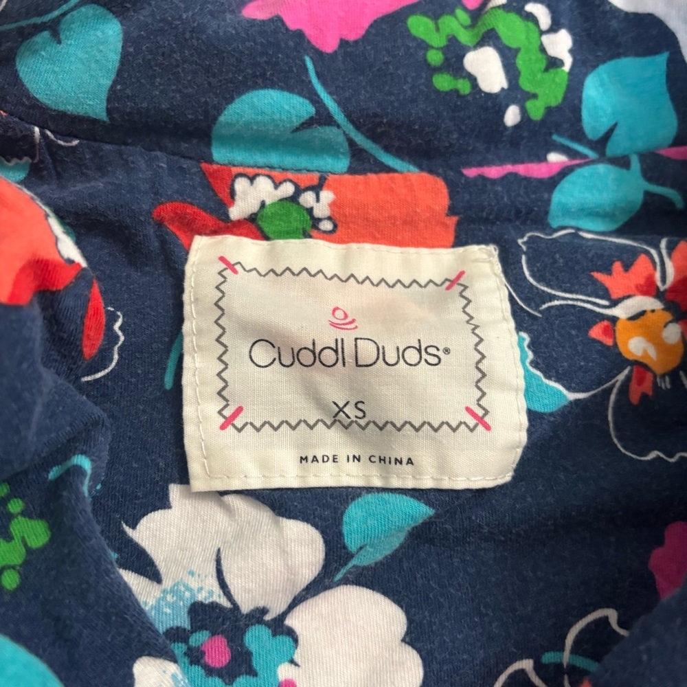 Cuddl Duds Floral Pajama Set with Red and Blue Accents - Picture 4 of 4